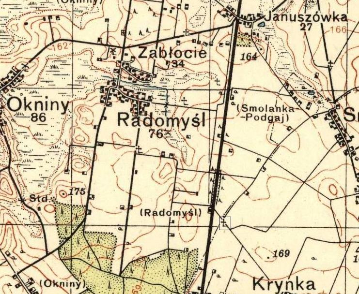 Wyrys z mapy wojskowej z 1936 r.