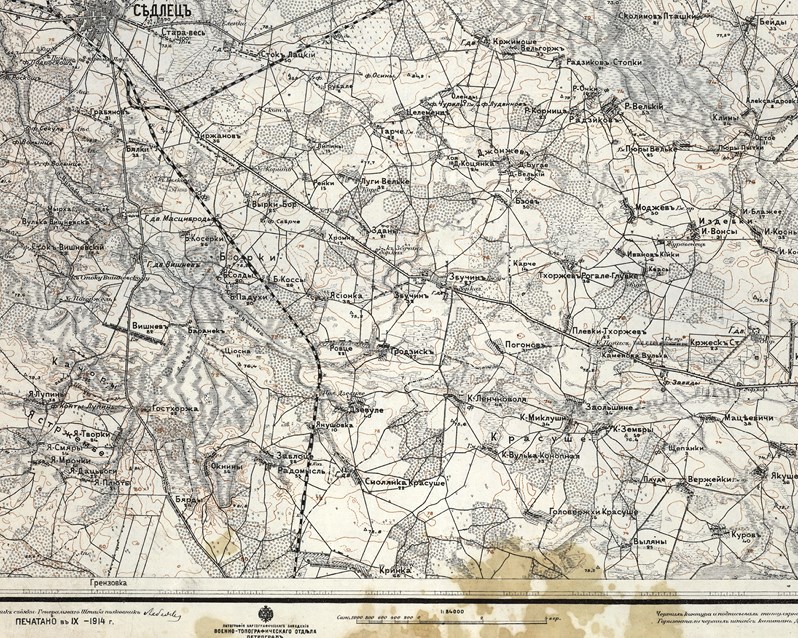 Wycinek z mapy - XXIII 12 IX 1914