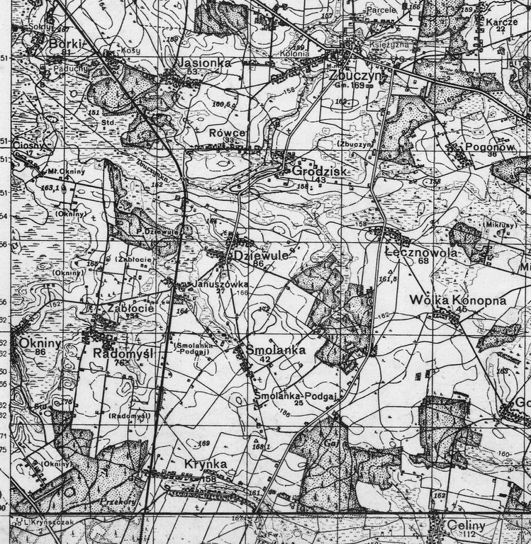 Wycinek z mapy, Karte des Deutschen Reiches - Mapa Rzeszy Niemieckiej, 1938 r. Łuków ark. 359.